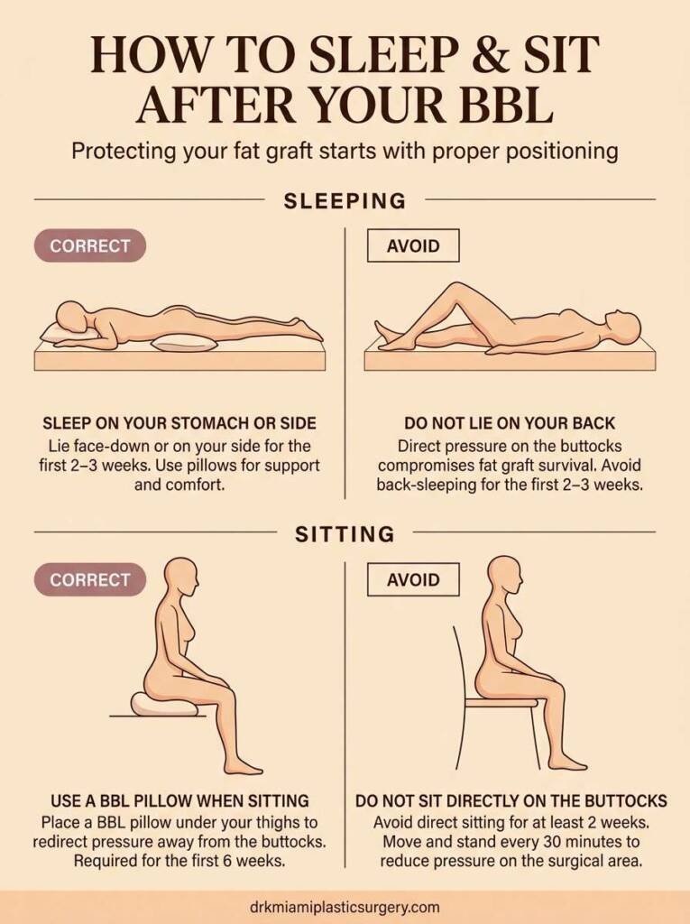 Correct sleeping and sitting positions after BBL surgery illustrated guide