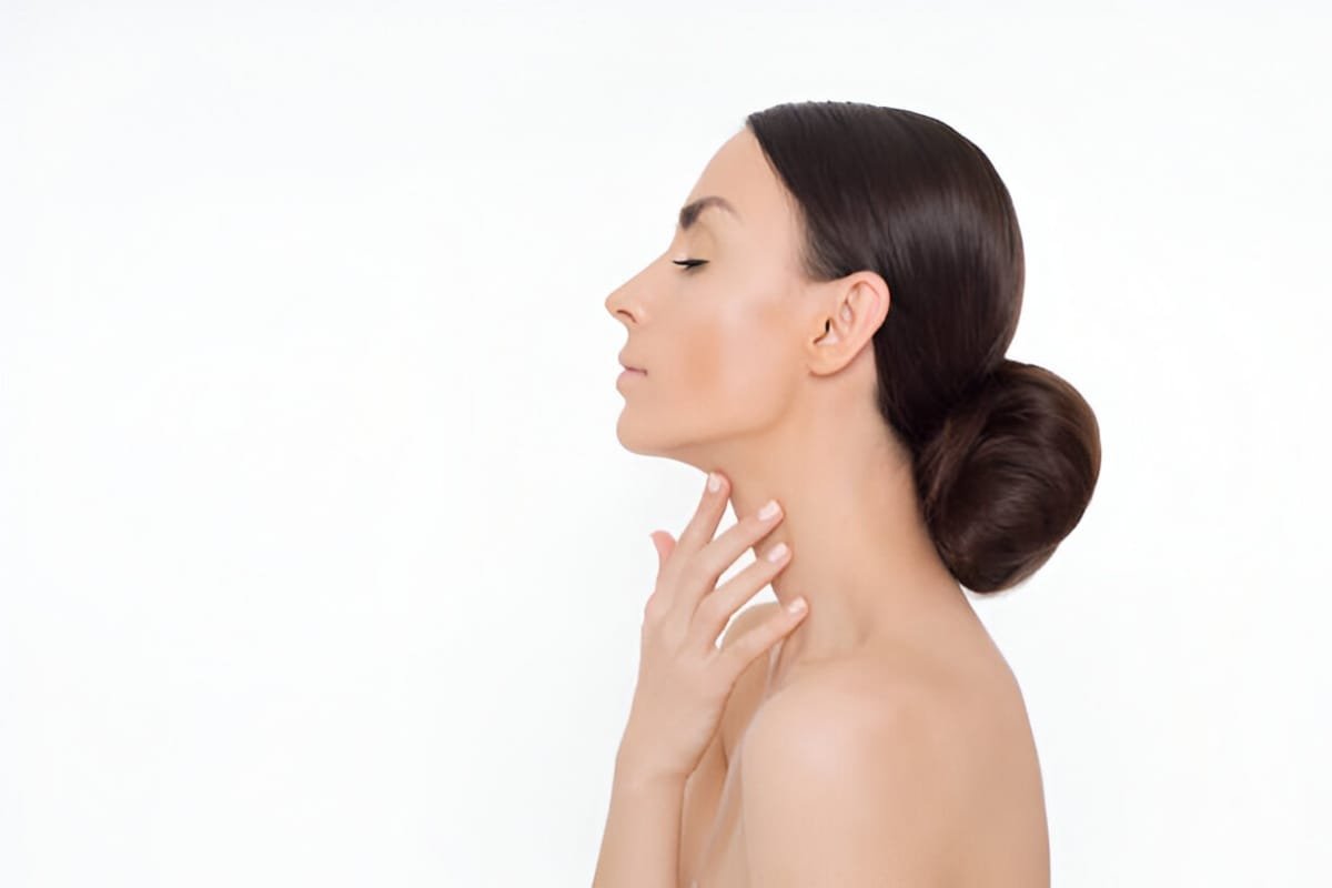 Close up portrait of beautiful young Miami woman with clean fresh skin