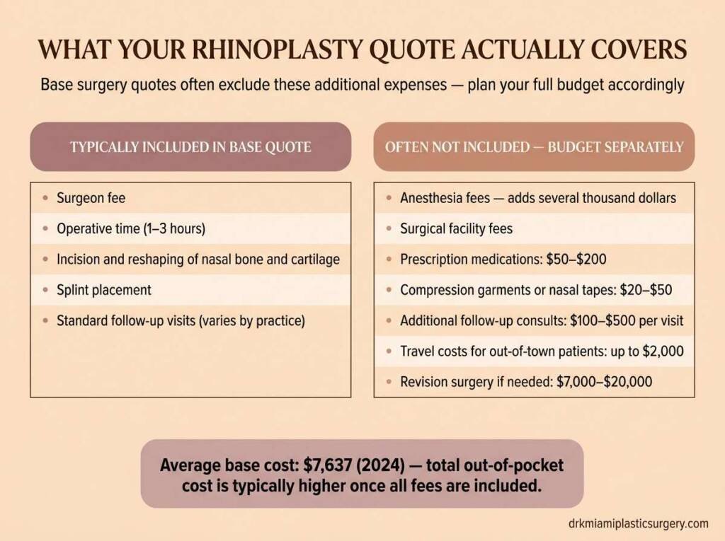 What's included vs. excluded in a rhinoplasty quote