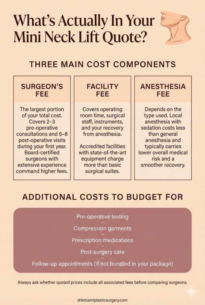 The three main cost components of a mini neck lift