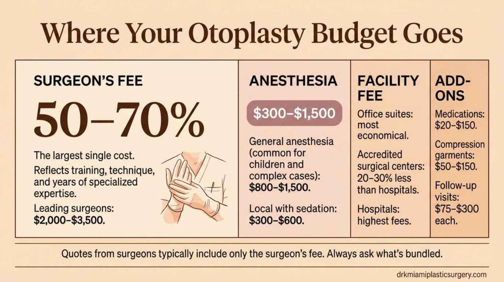 Visual breakdown of what drives otoplasty costs