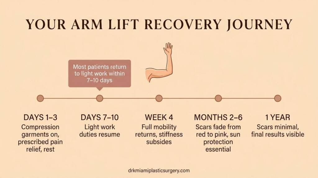 recovery timeline for arm lift surgery