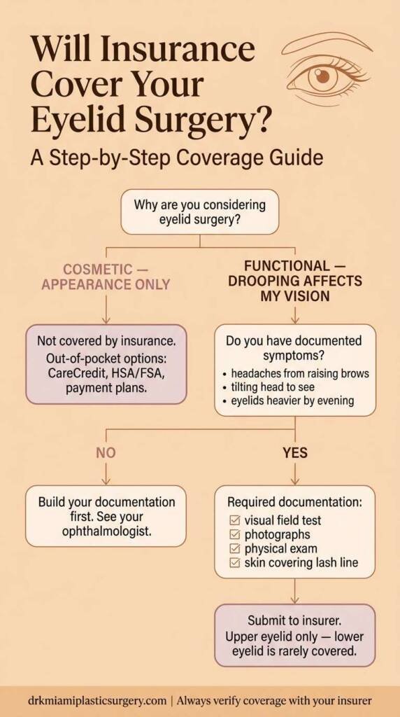 guiding patients through whether their blepharoplasty qualifies for insurance coverage