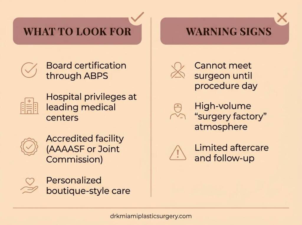 Green flags and red flags when choosing a plastic surgeon in Miami