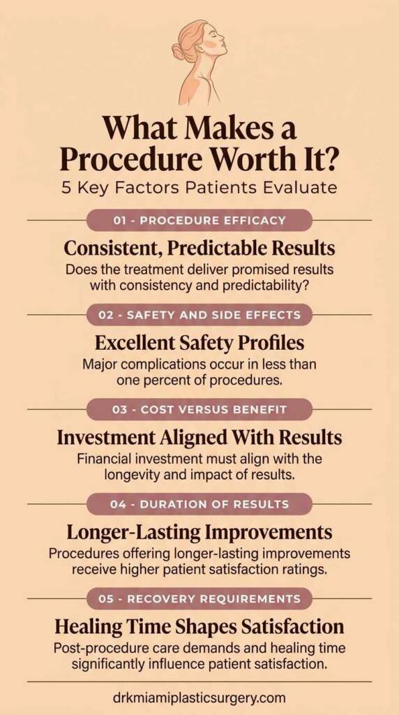 factors cosmetic surgery patients use to evaluate whether a procedure is worth it