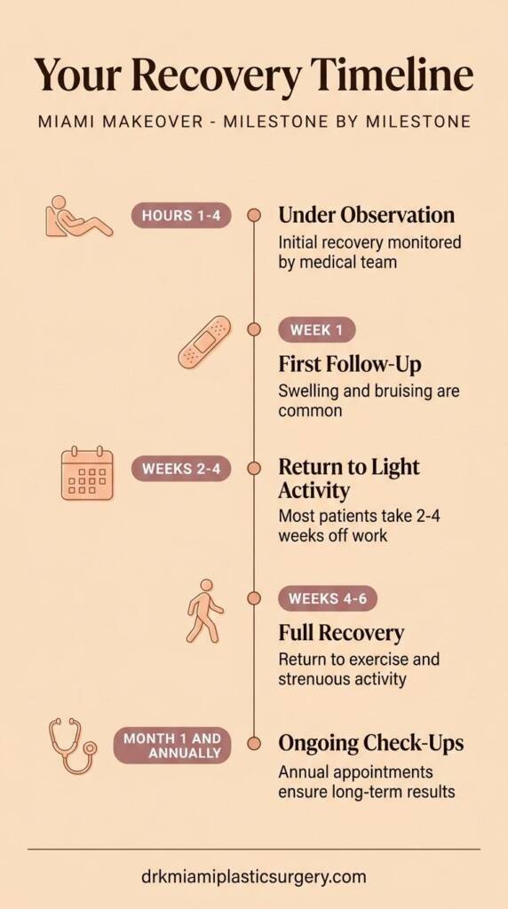 Step-by-step recovery timeline for Miami Makeover