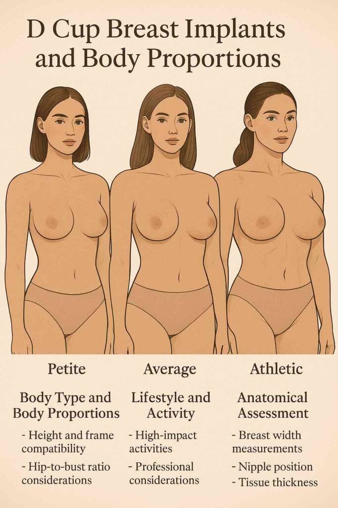 d cup breast implants body proportions