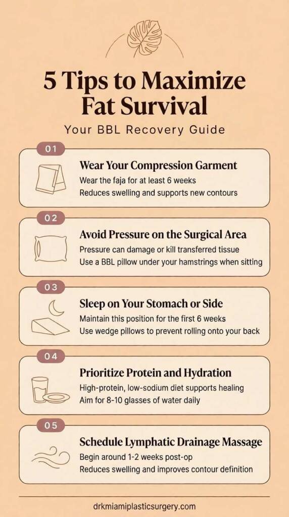Five illustrated tips for maximizing BBL fat survival after surgery