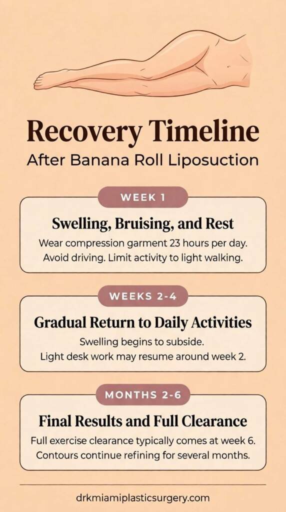 Recovery timeline stages after banana roll liposuction procedure